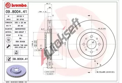 BREMBO Brzdov kotou COATED DISC LINE - 305 mm BRE 09.8004.41, 09.8004.41