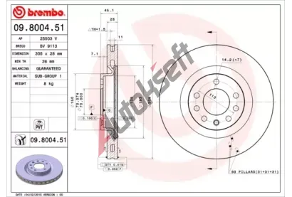 BREMBO Brzdov kotou COATED DISC LINE - 305 mm BRE 09.8004.51, 09.8004.51