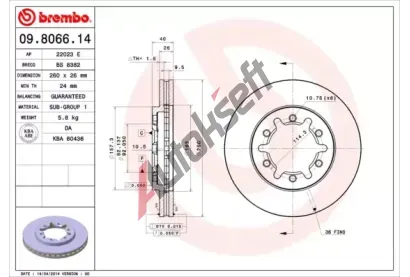 BREMBO Brzdov kotou - 260 mm BRE 09.8066.14, 09.8066.14