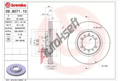 BREMBO Brzdov kotou COATED DISC LINE - 276 mm BRE 09.8071.11, 09.8071.11