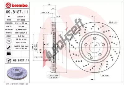 BREMBO Brzdov kotou COATED DISC LINE - 312 mm BRE 09.8127.11, 09.8127.11