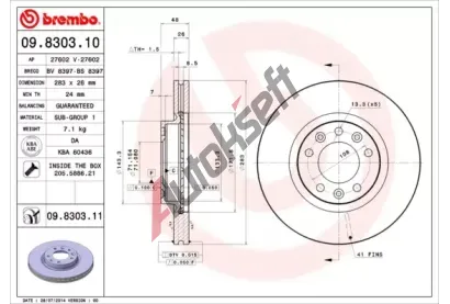BREMBO Brzdov kotou COATED DISC LINE - 283 mm BRE 09.8303.11, 09.8303.11