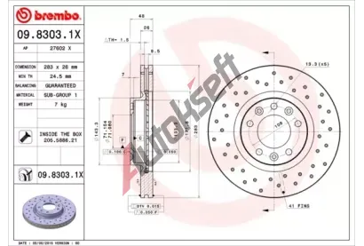 BREMBO Brzdov kotou XTRA LINE - 283 mm BRE 09.8303.1X, 09.8303.1X