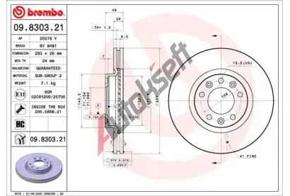BREMBO Brzdov kotou COATED DISC LINE - 283 mm BRE 09.8303.21, 09.8303.21