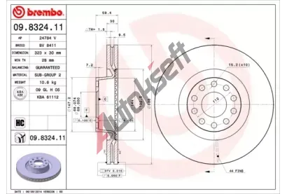 BREMBO Brzdov kotou COATED DISC LINE - 323 mm BRE 09.8324.11, 09.8324.11