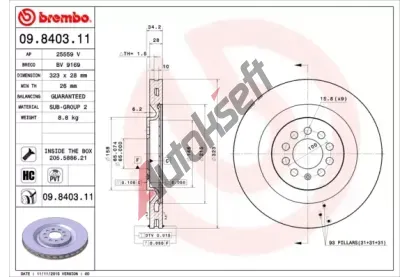 BREMBO Brzdový kotouč COATED DISC LINE - 323 mm BRE 09.8403.11, 09.8403.11 BREMBO Brzdový kotouč COATED DISC LINE - 323 mm BRE 09.8403.11, 09.8403.11