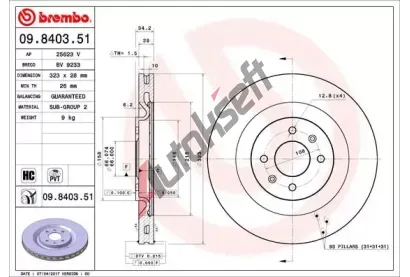 BREMBO Brzdov kotou COATED DISC LINE - 323 mm BRE 09.8403.51, 09.8403.51