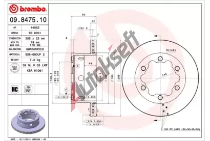 BREMBO Brzdov kotou - 285 mm BRE 09.8475.10, 09.8475.10