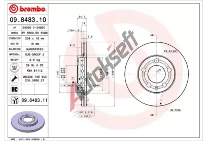 BREMBO Brzdov kotou COATED DISC LINE - 239 mm BRE 09.8483.11, 09.8483.11