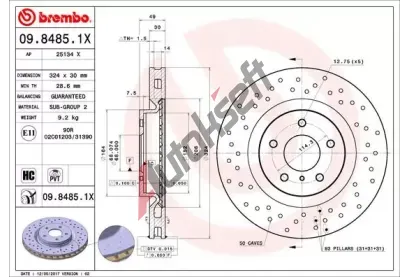BREMBO Brzdov kotou XTRA LINE - 324 mm BRE 09.8485.1X, 09.8485.1X