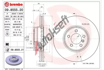 BREMBO Brzdov kotou COATED DISC LINE - 344 mm BRE 09.8555.21, 09.8555.21
