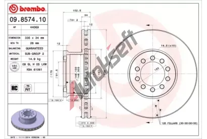 BREMBO Brzdov kotou - 335 mm BRE 09.8574.10, 09.8574.10