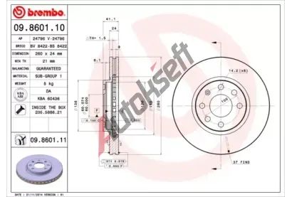 BREMBO Brzdov kotou - 260 mm BRE 09.8601.10, 09.8601.10