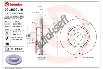 BREMBO Brzdov kotou COATED DISC LINE - 277 mm BRE 09.8609.11, 09.8609.11