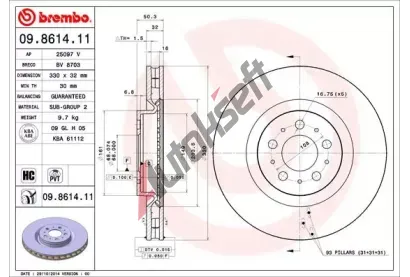 BREMBO Brzdov kotou COATED DISC LINE - 330 mm BRE 09.8614.11, 09.8614.11