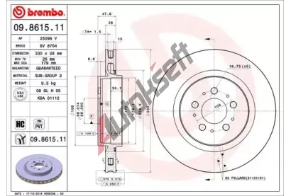 BREMBO Brzdov kotou COATED DISC LINE - 330 mm BRE 09.8615.11, 09.8615.11