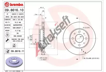 BREMBO Brzdov kotou COATED DISC LINE - 240 mm BRE 09.8616.11, 09.8616.11