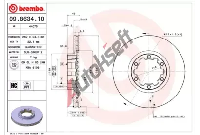 BREMBO Brzdov kotou - 282 mm BRE 09.8634.10, 09.8634.10