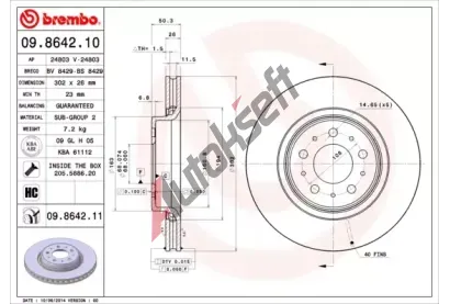 BREMBO Brzdov kotou COATED DISC LINE - 302 mm BRE 09.8642.11, 09.8642.11