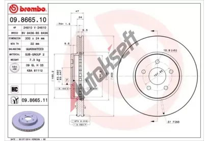 BREMBO Brzdov kotou COATED DISC LINE - 300 mm BRE 09.8665.11, 09.8665.11