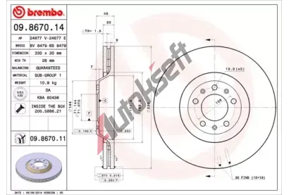 BREMBO Brzdov kotou COATED DISC LINE - 330 mm BRE 09.8670.11, 09.8670.11