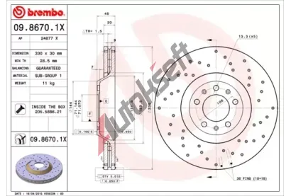 BREMBO Brzdov kotou XTRA LINE - 330 mm BRE 09.8670.1X, 09.8670.1X