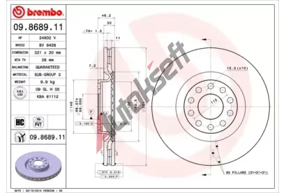 BREMBO Brzdov kotou COATED DISC LINE - 321 mm BRE 09.8689.11, 09.8689.11