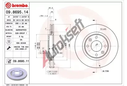 BREMBO Brzdov kotou COATED DISC LINE - 266 mm BRE 09.8695.11, 09.8695.11