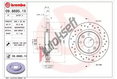 BREMBO Brzdov kotou XTRA LINE - 266 mm BRE 09.8695.1X, 09.8695.1X