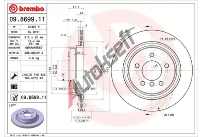 BREMBO Brzdov kotou COATED DISC LINE - 312 mm BRE 09.8699.11, 09.8699.11