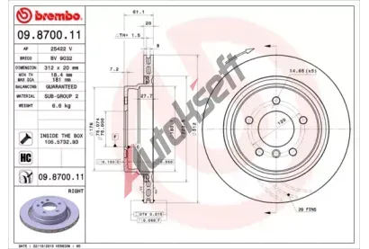 BREMBO Brzdov kotou COATED DISC LINE - 312 mm BRE 09.8700.11, 09.8700.11