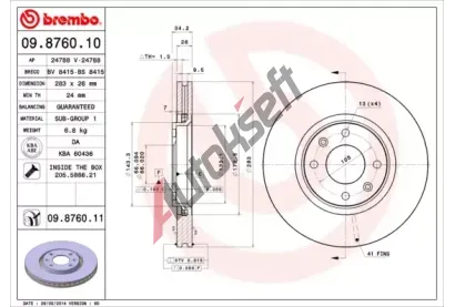 BREMBO Brzdov kotou COATED DISC LINE - 283 mm BRE 09.8760.11, 09.8760.11