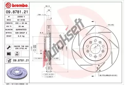 BREMBO Brzdov kotou COATED DISC LINE - 330 mm BRE 09.8781.21, 09.8781.21