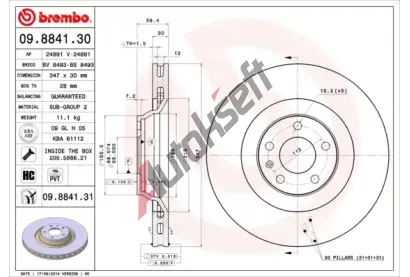 BREMBO Brzdov kotou COATED DISC LINE - 347 mm BRE 09.8841.31, 09.8841.31