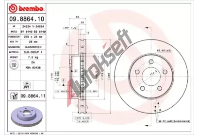 BREMBO Brzdov kotou COATED DISC LINE - 288 mm BRE 09.8864.11, 09.8864.11