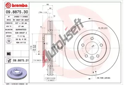 BREMBO Brzdov kotou COATED DISC LINE - 337 mm BRE 09.8875.31, 09.8875.31