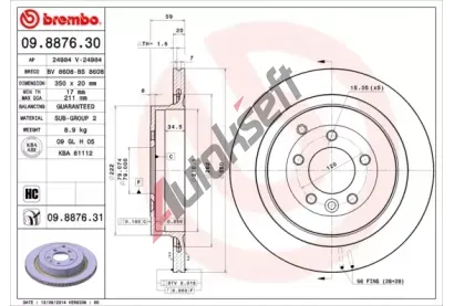 BREMBO Brzdov kotou COATED DISC LINE - 350 mm BRE 09.8876.31, 09.8876.31