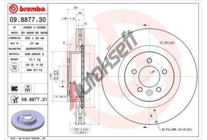 BREMBO Brzdov kotou COATED DISC LINE - 360 mm BRE 09.8877.31, 09.8877.31