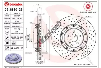 BREMBO Brzdov� kotou� TWO-PIECE FLOATING DISCS LINE - 390 mm BRE 09.8880.23, 09.8880.23