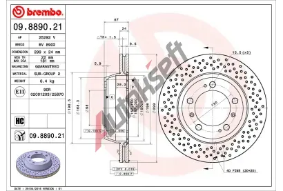 BREMBO Brzdov kotou - 299 mm BRE 09.8890.21, 09.8890.21