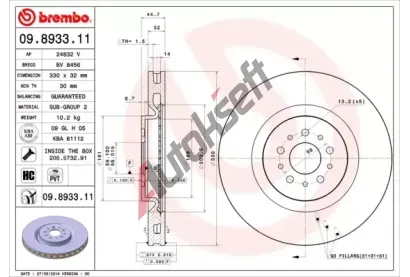 BREMBO Brzdov kotou COATED DISC LINE - 330 mm BRE 09.8933.11, 09.8933.11