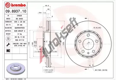 BREMBO Brzdov kotou - 305 mm BRE 09.8937.10, 09.8937.10