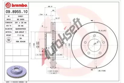 BREMBO Brzdov kotou - 291 mm BRE 09.8955.10, 09.8955.10