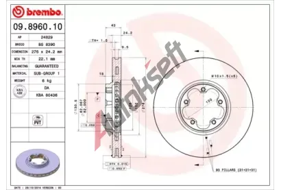 BREMBO Brzdov kotou - 276 mm BRE 09.8960.10, 09.8960.10