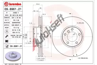 BREMBO Brzdov kotou COATED DISC LINE - 324 mm BRE 09.8961.21, 09.8961.21