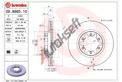 BREMBO Brzdov kotou - 290 mm BRE 09.8965.10, 09.8965.10