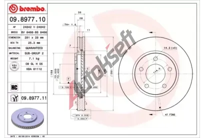 BREMBO Brzdov kotou COATED DISC LINE - 281 mm BRE 09.8977.11, 09.8977.11