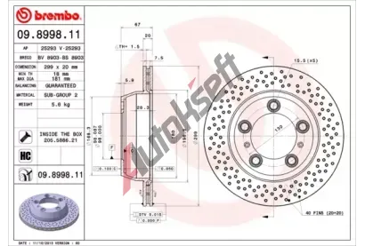 BREMBO Brzdov kotou COATED DISC LINE - 299 mm BRE 09.8998.11, 09.8998.11
