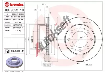 BREMBO Brzdový kotouč COATED DISC LINE - 325 mm BRE 09.9022.11, 09.9022.11 BREMBO Brzdový kotouč COATED DISC LINE - 325 mm BRE 09.9022.11, 09.9022.11