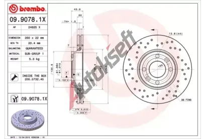 BREMBO Brzdov kotou XTRA LINE - 260 mm BRE 09.9078.1X, 09.9078.1X